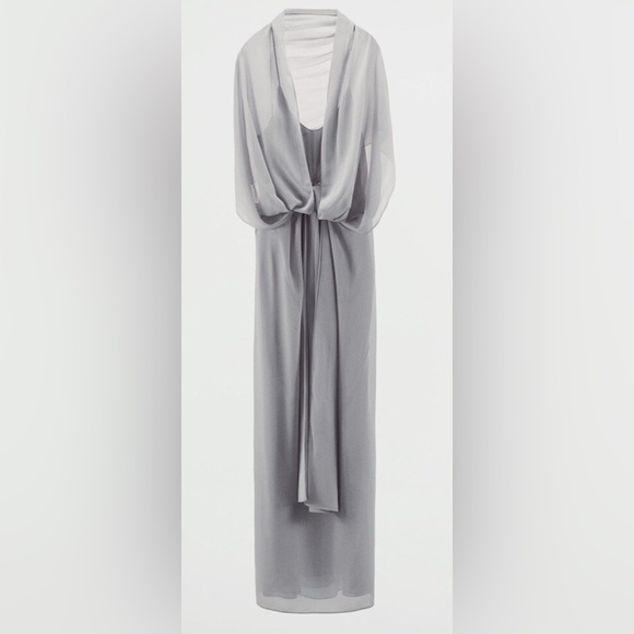 Zara 3Way Asymmetrical Ruched Maxi Gown- Georgette -from the UK *RARE* - Picture 7 of 9
